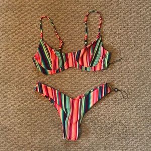 Sour Tape Striped Colorful Blackbough Bikini